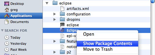 Show package contents context menu in OS X
